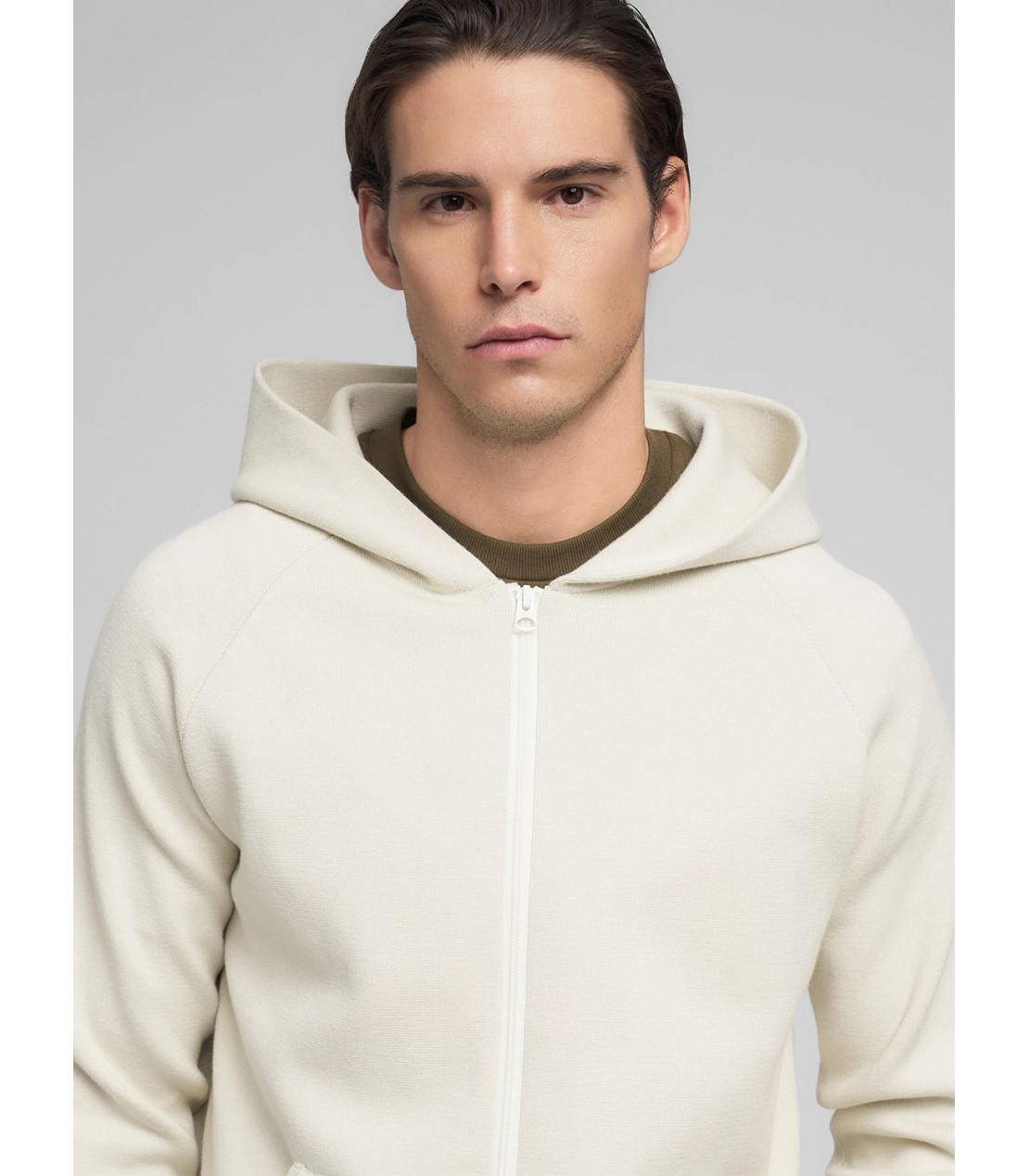 フロックプリント ニットフーディ 詳細画像 オフホワイト 5